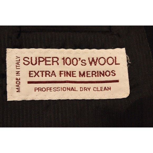 ZANETTI Mens 2 Piece Suit Black Striped 5 Btn Wool 44R Pleated Fronts 34" W - Picture 11 of 14